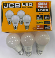 3x 8.5W (=60W) JCB LED GLS Globe Light Bulbs, 3000K ES E27 Edison Screw Lamp