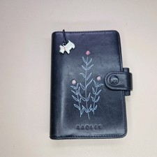 Radley Filofax Style Pocket Personal Organiser Black Leather Dog Charm Small