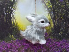 New Gray White Fuzzy Furry