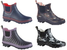 Ladies Ankle Wellies Short Slip On Side Gusset Wellington Boots Sizes 3 to 9