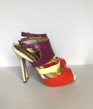 River Island Patent Leather Sandal Shoes Purple Orange Cream UK Size 3 Eu 36