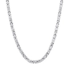 Sterling Silver 925 Heavy Byzantine Chain Necklace 20” 22” 24” 26” Men’s Ladies