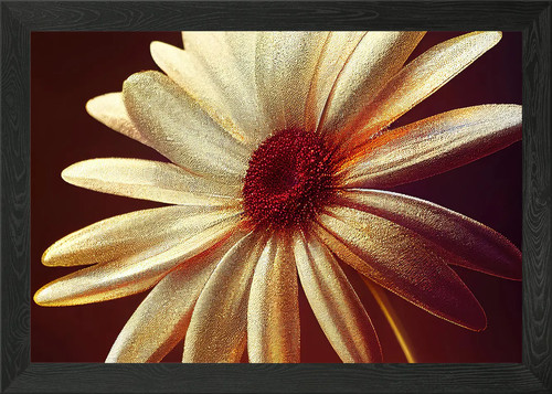 Golden daisy close framed - golden,