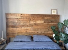 Rustic handmade wooden headboard - solid and unique
