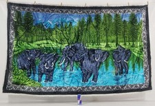 Vintage Elephants Scene Print Wall Hanging Tapestry 224x142cm