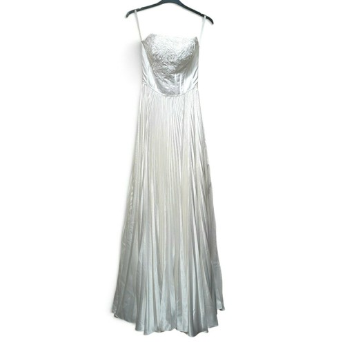Strapless white satin - satin, pleated