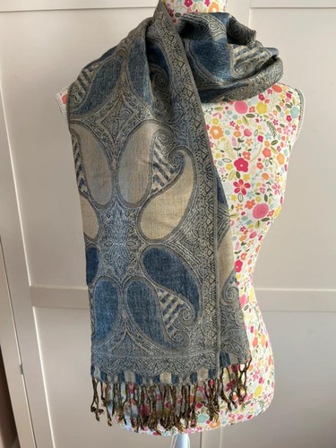 Pashmina blue gold cashmere - blue,