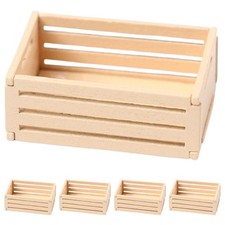  5 Pcs Mini Storage Baskets Small Wooden Crates Dollhouse Accessories