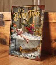 Pig bathroom metal sign - metal,