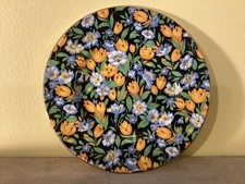 Art Deco IMPERIAL Bone China BLACK FLORAL CHINTZ 6" Plate as ROYAL WINTON 1930s