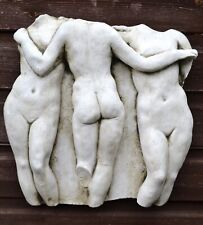 Classical Wall plaque in relief Three Graces stone home garden plaque 38cm WHITE