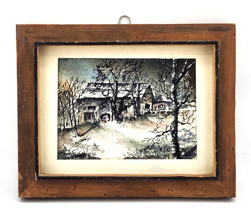 Vintage small watercolor - vintage,