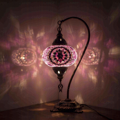 Pink turkish mosaic table - mosaic, lamp