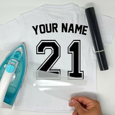 Sport Numbers Iron-On Football T-Shirt Transfer Vinyl Player Name White Black