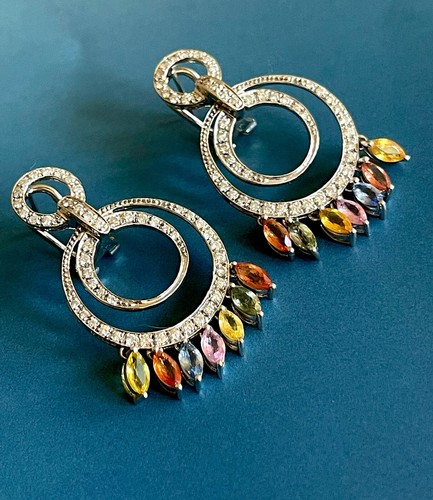 Diamond sapphire earrings 5ct - sapphire,