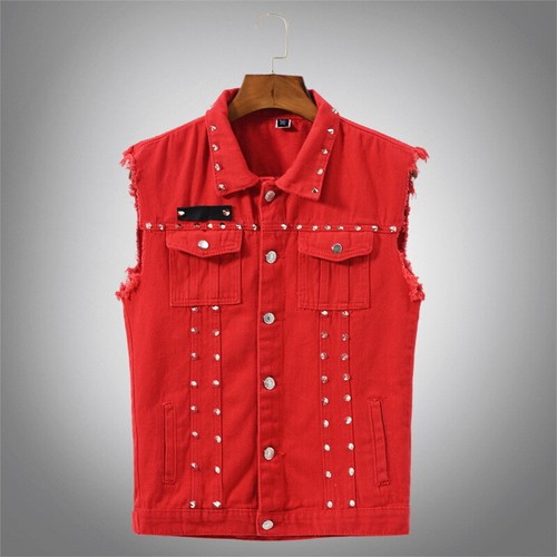Men casual punk studded denim - casual,