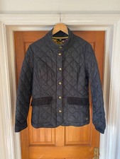 Joules Moredale Quilted Jacket Size 16 Women's Black Floral Lining Lightweight