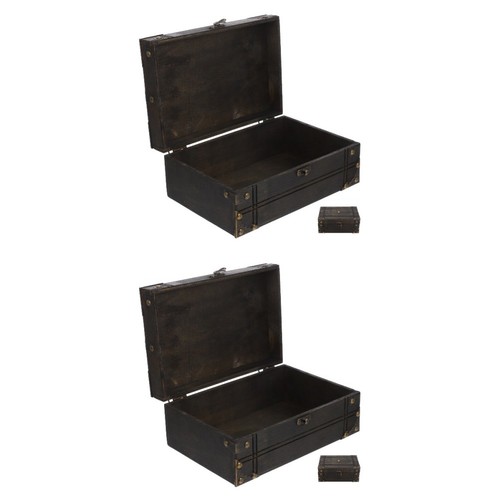 Brown wooden treasure box - brown,