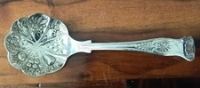 VINTAGE SILVER PLATED KINGS PATTERN BERYY JAM/PRESERVE SPOON - SHEFFIELD - LADLE