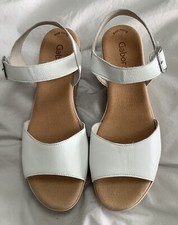 Gabor Ladies White Leather Wedge Sandals Size 9.5 New