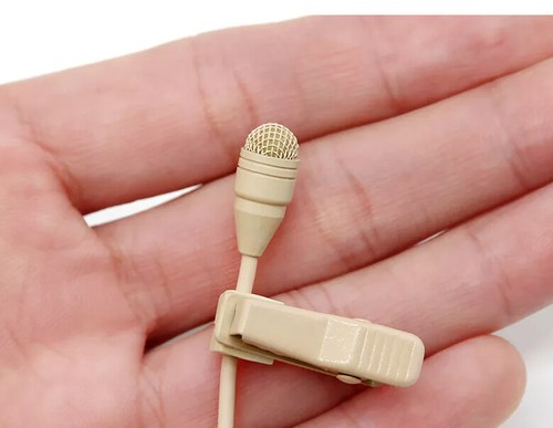 Beige lapel mic lavaliere tie - lapel,