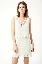 TOPSHOP Women Ivory Sleeveless Crochet Layered Lined Dress,PRP£48,Clearance Sale