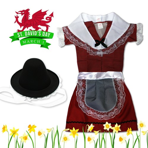 Welsh girl costume 5pcs set - costume,