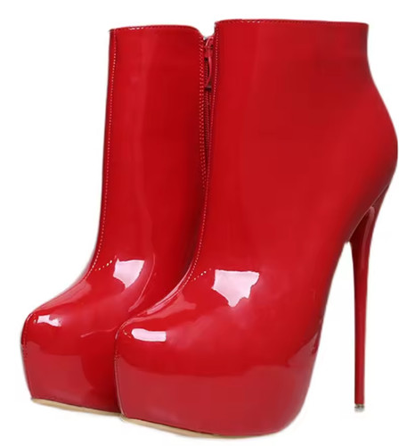 Womens red patent platform - red,