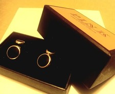 Thomas Pink Mens Cufflinks. Black and Silver Ovals In Original Box