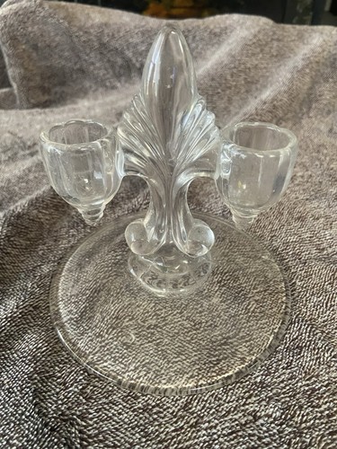 Vintage clear glass candelabra - vintage,