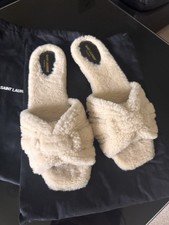 SAINT LAURENT  Tribute Flat Shearling Sandals EU42