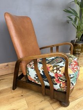1930s Art Deco Bentwood Armchair with Schumacher Chiang Mai Dragon Fabric