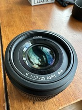 Panasonic Lumix 25mm F1.7 ASPH lens and hood Micro Four Thirds