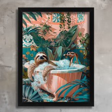 Sloth in Bathtub Art Print