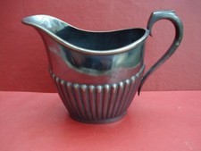 Vintage Pewter Milk, Cream Jug. Ribbed Bottom Half