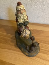 Vintage American Chestnut Folk Art Figurine Santa Riding A Pig 