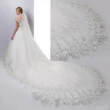Extra Long 4 Metre 157 inch Cathedral Bridal Wedding Veil + COMB White Ivory UK
