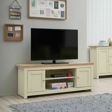 TAD | Lisbon Large Cream Oak 130cm TV Unit Cabinet Stand Media 2 Door 2 Shelf