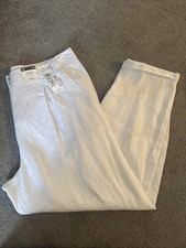 M&S Tapered White Pure Linen