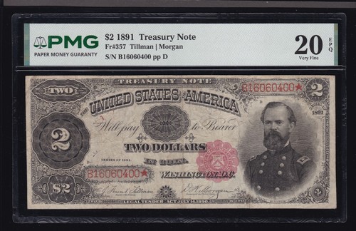1891 treasury note plain - $2,