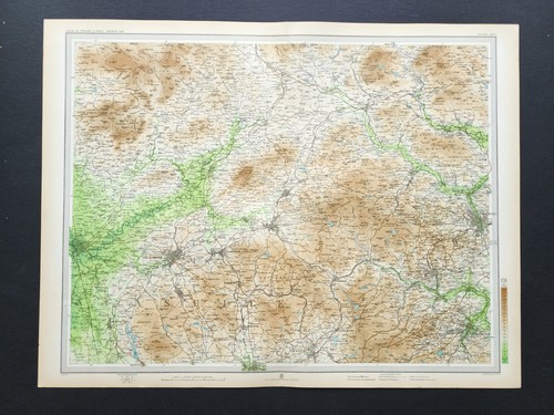 Antique 1903 bartholomew map - map,