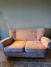 Newly reupholstered peach chenille 2 seater sofa: mid century/art deco style