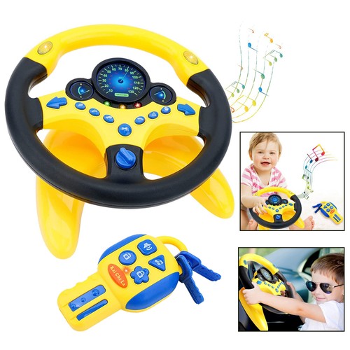 Yellow kids steering wheel car - yellow,