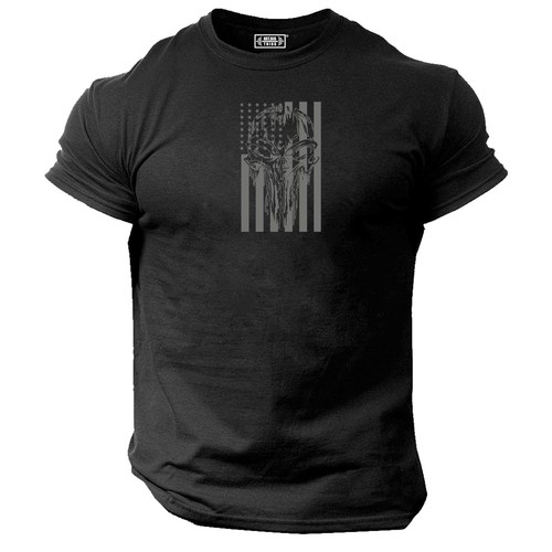 Flag skull shirt - skull, gym