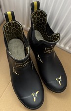 Joules Women  Wellibob  Ankle Wellies  - Black Bumble Bee   - UK 7
