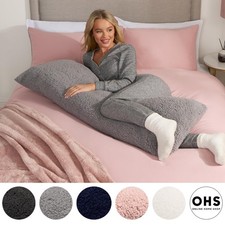 OHS Long Bolster Pillow Teddy Fleece Body Neck Pregnancy Support Cushion