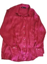 ZARA BASIC SATIN SHIRT BLOUSE  BRIGHT FUCHSIA SIZE XL