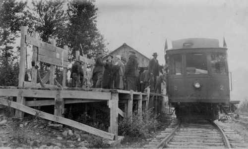 Railroad station between circa