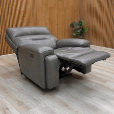 Furniture Village 'Cinemax' Chair Power Recliner Headrest Grey Leather BRAND NEW