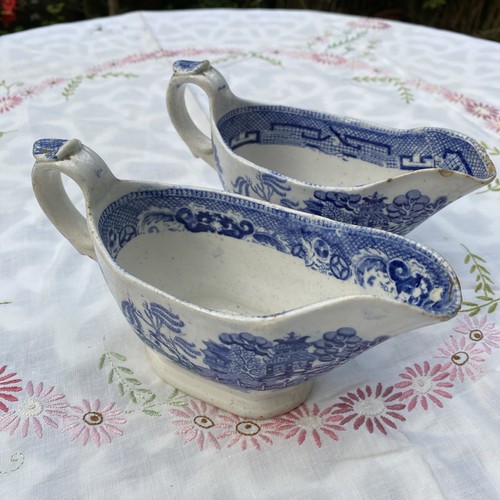 Pair antique gravy jugs - of,